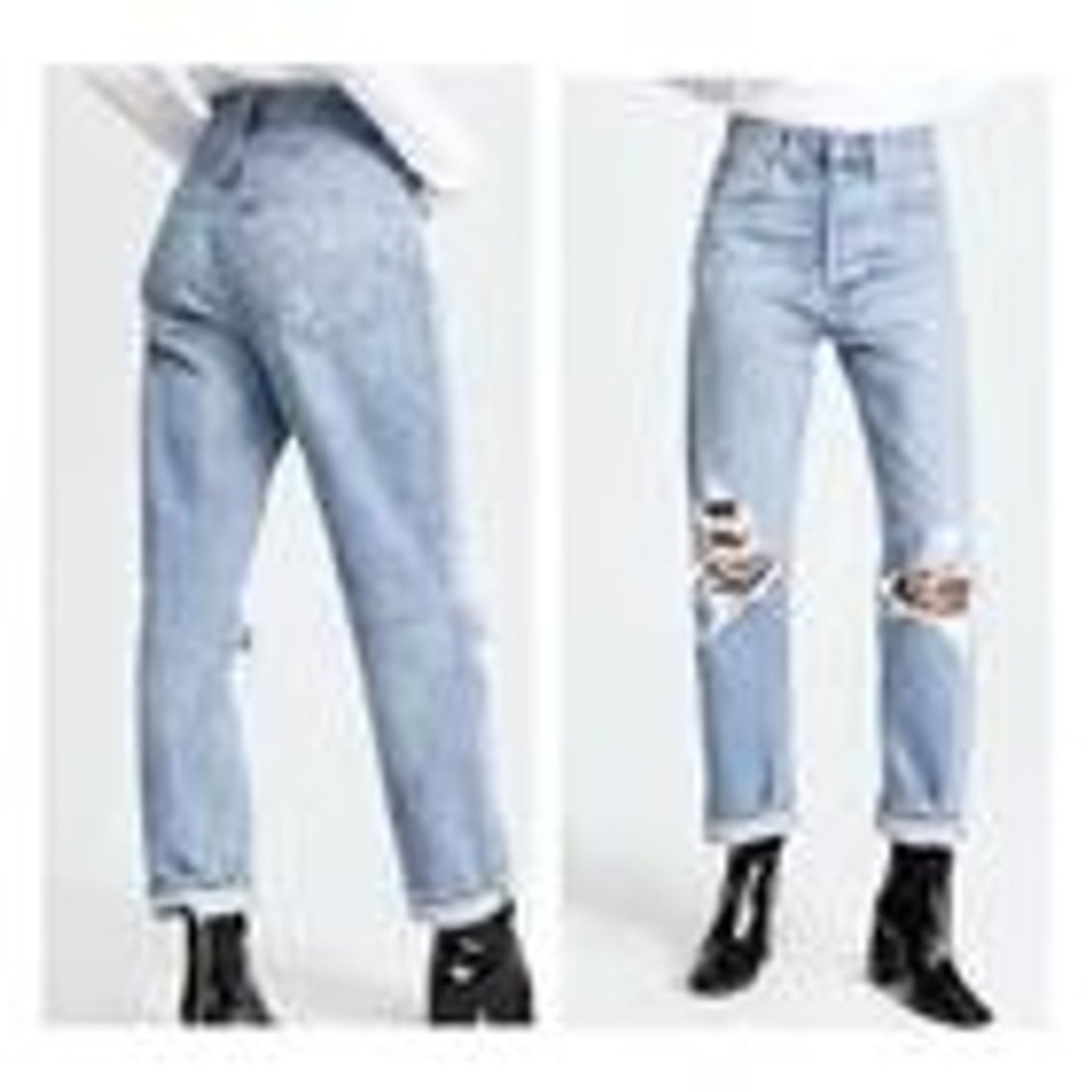 Agolde 90s Mid Rise Loose Fit Fall Out Distressed Button Fly Jeans Women's 26